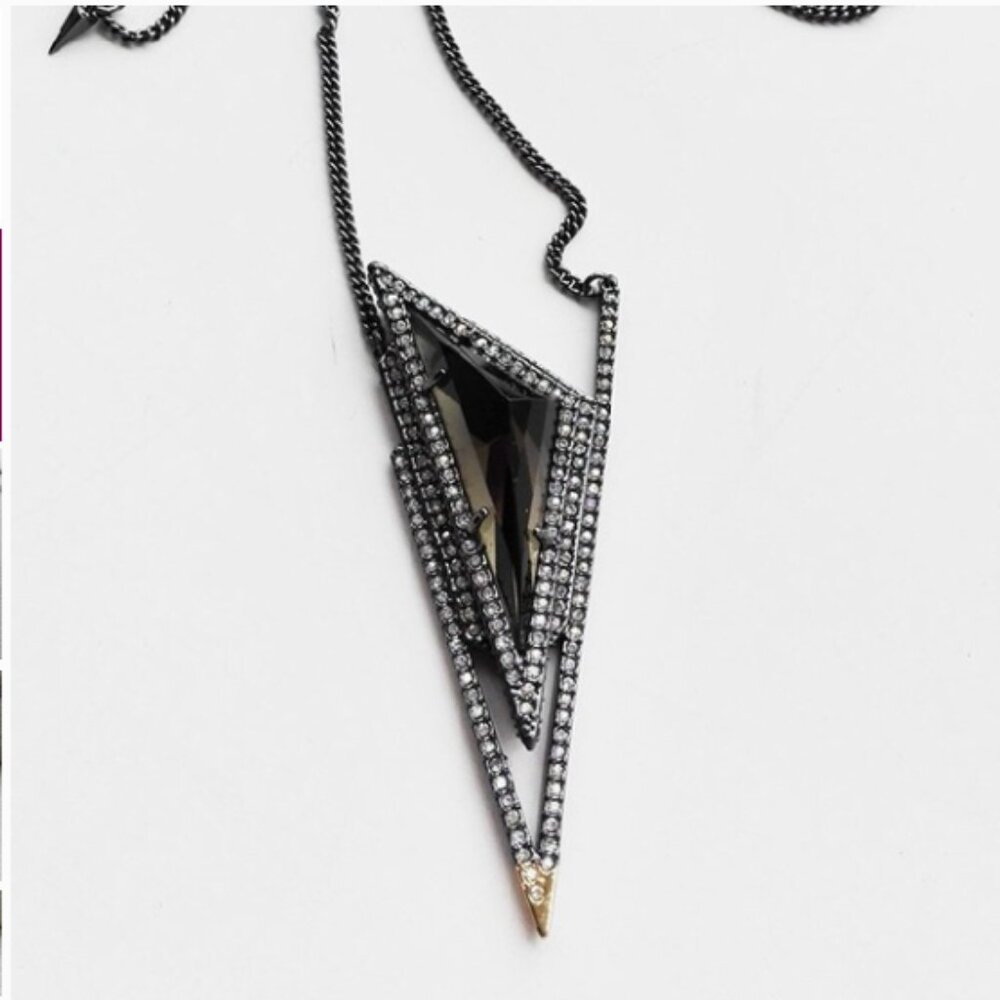 Alexis Bittar - Gold Tipped Crystal  Pyramid Pendant Necklace